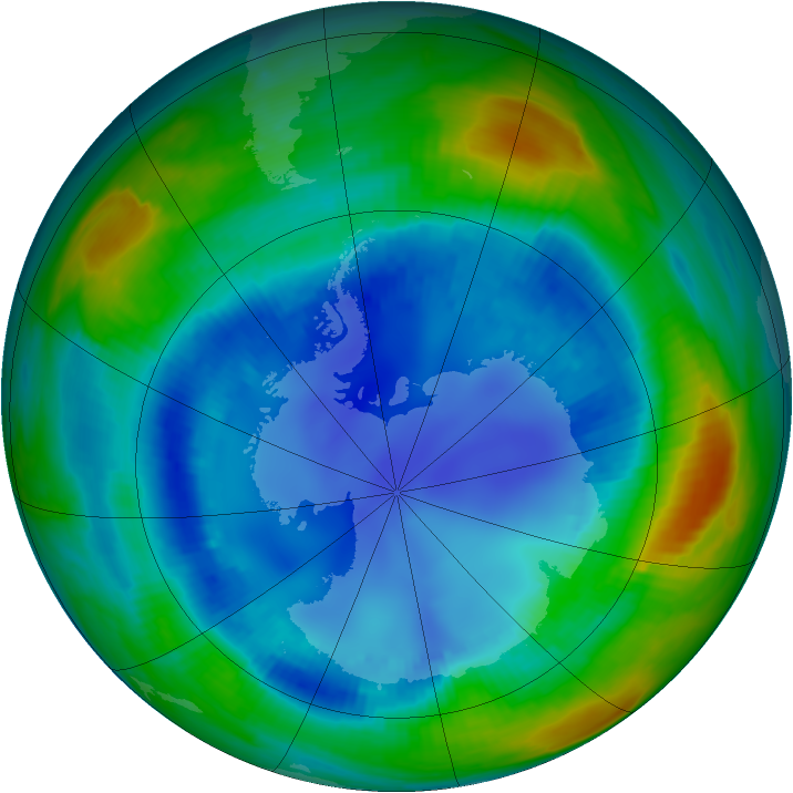 Antarctic ozone map for 16 August 1999